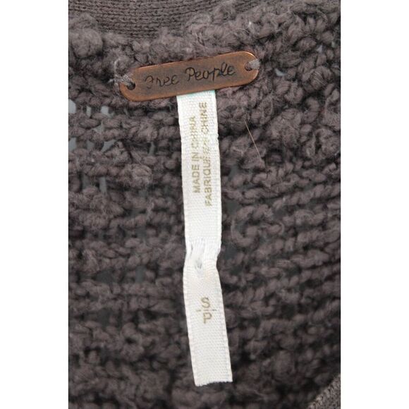 Free People Knobby Knit Brown Long Sleeve oversized Sweater Size Small - Picture 5 of 6